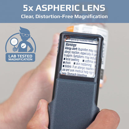 Compact 5X Magnifying Glass with Built-In LED Light & Protective Sleeve
