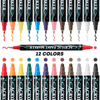 Double-Headed Acrylic Marker Pen - Stackable Water-Based Paint Brush