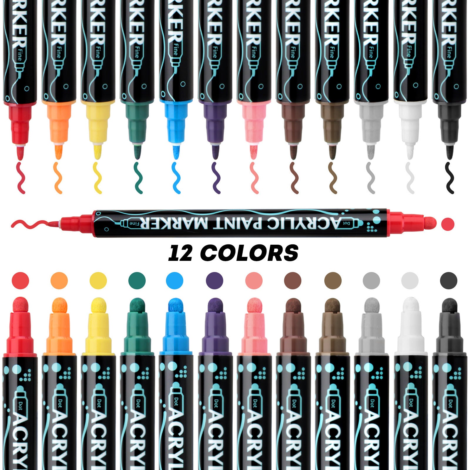 Double-Headed Acrylic Marker Pen - Stackable Water-Based Paint Brush