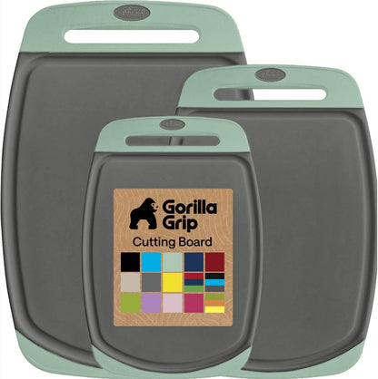 BPA Free Cutting Board Set of 3 – Non Slip Plastic Kitchen Boards with Juice Grooves
