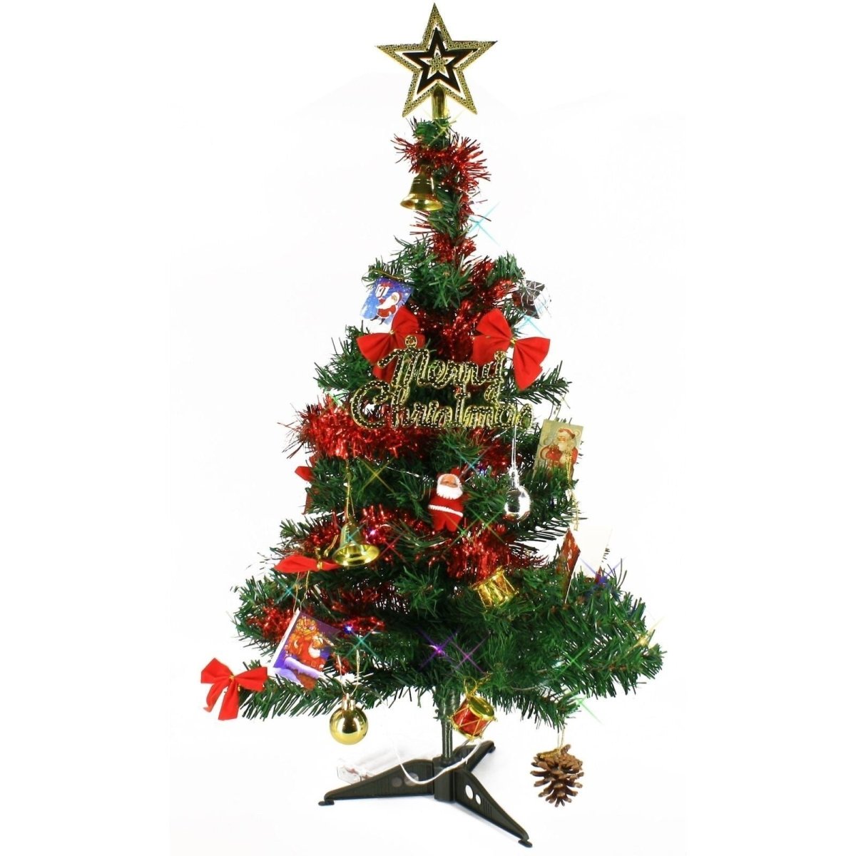 2 FT Artificial Christmas Tree: Green with LED Lights