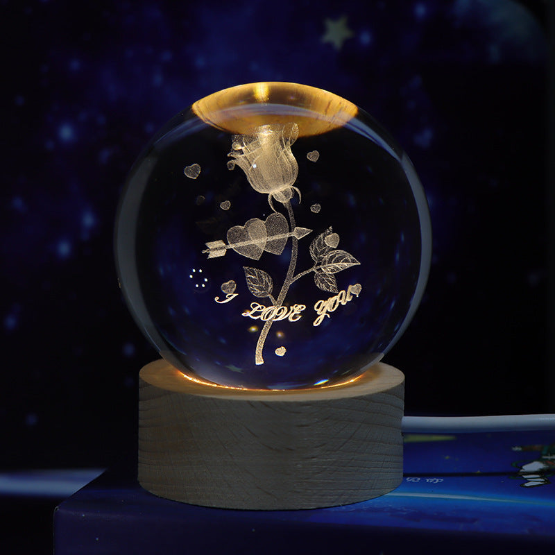 Luminous Starry Sky Crystal Ball Night Lamp - Moon & Planet Projection Ambience Light Gift