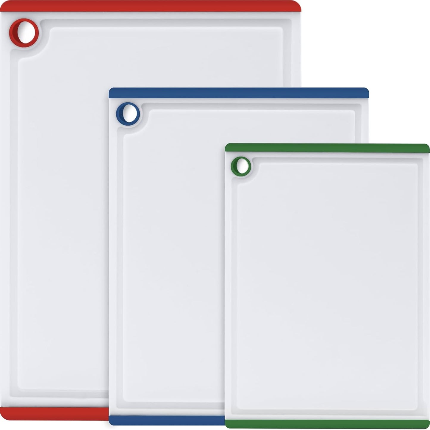3-Piece Large Plastic Cutting Board Set with Non-Slip Feet and Juice Grooves