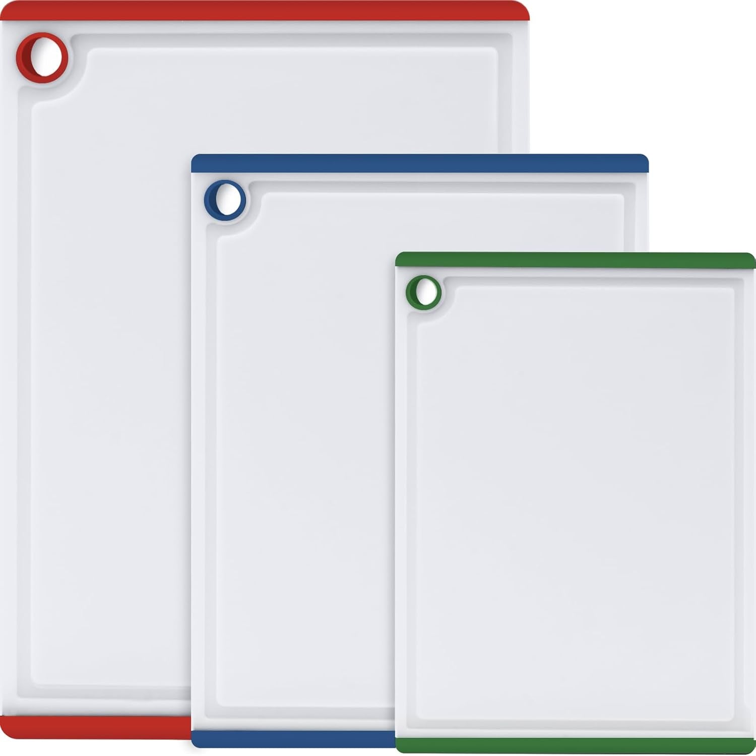 3-Piece Large Plastic Cutting Board Set with Non-Slip Feet and Juice Grooves