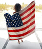 Patriotic US Flag Blanket - American National Flag Sherpa Fleece Reversible Throw