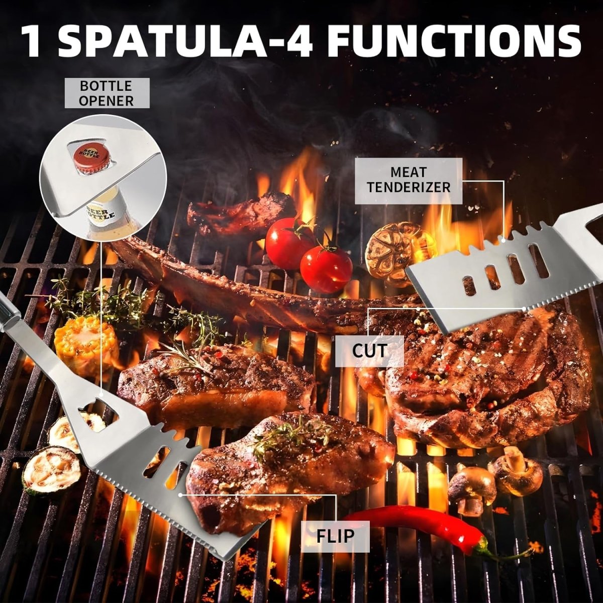 11-Piece Professional Stainless Steel BBQ Grill Accessories Set - Portable Grill Tools Kit with Storage Bag