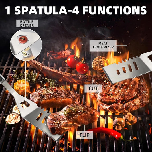 11-Piece Professional Stainless Steel BBQ Grill Accessories Set - Portable Grill Tools Kit with Storage Bag
