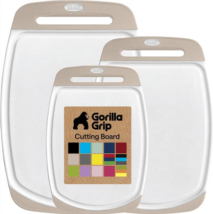 BPA Free Cutting Board Set of 3 – Non Slip Plastic Kitchen Boards with Juice Grooves