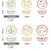 6 Inch Hand Painted Flower Pattern Ceramic Bowl Wavy Edge