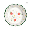 Green 6 Inch Hand Painted Flower Pattern Ceramic Bowl Wavy Edge