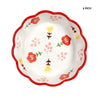 Red 6 Inch Hand Painted Flower Pattern Ceramic Bowl Wavy Edge