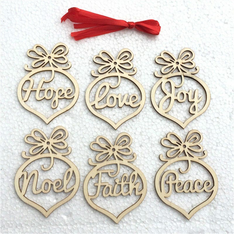 6Pc Wooden Pendant 6 Pcs Christmas Decorations Wooden Ornament Xmas Tree Hanging Pendant Ornament