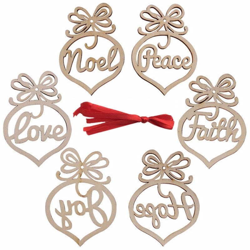 6Pc Wooden Pendant 6 Pcs Christmas Decorations Wooden Ornament Xmas Tree Hanging Pendant Ornament