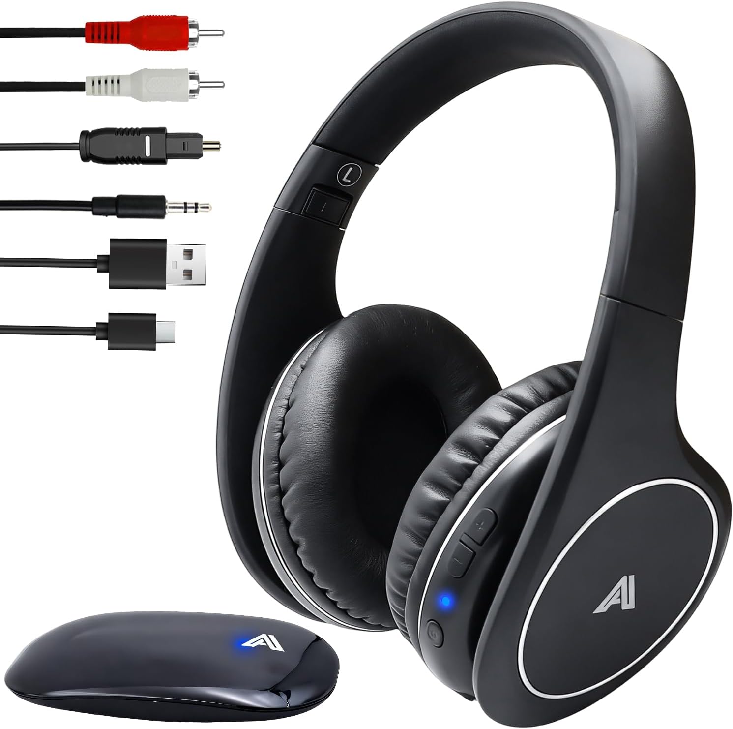 Wireless TV Headphones for Seniors & Hearing Impaired, No Audio Delay Over-Ear Headset with 100ft Range