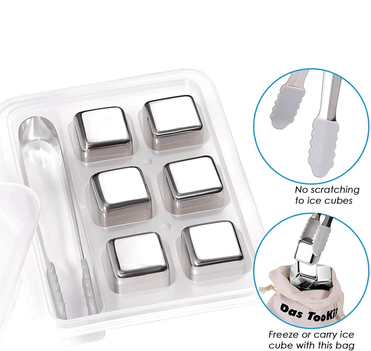 12 Pack Whiskey Gift Set with Reusable Ice Cubes, Tongs, and Storage Box