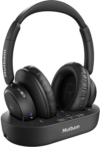 Wireless TV Headphones for Seniors with Charging Dock, 65H Playtime