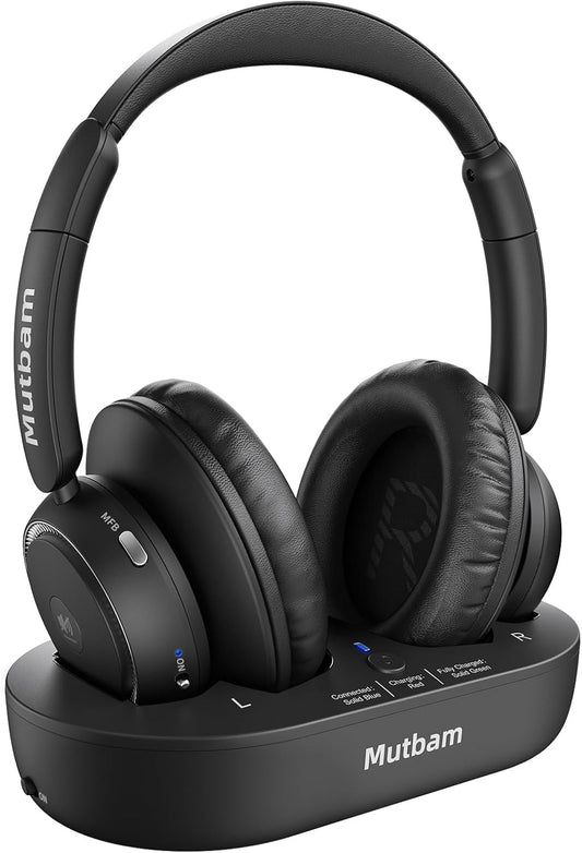 Wireless TV Headphones for Seniors with Charging Dock, 65H Playtime
