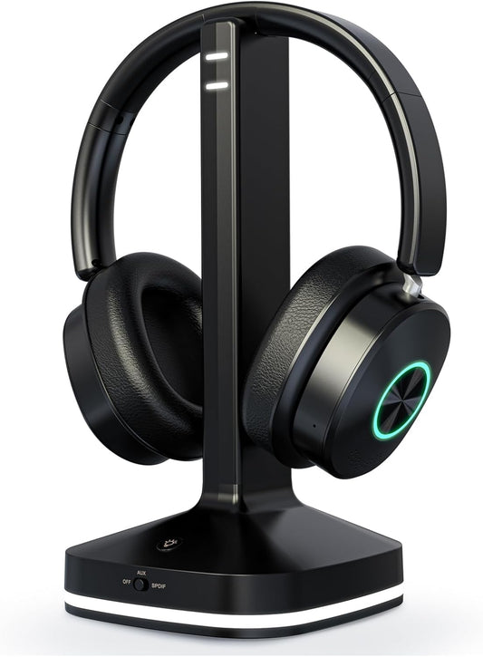 Wireless TV Headphones for Seniors with Charging Base & Bluetooth 5.4