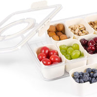 Divided Serving Tray with Lid and Handle, Snackle Box Charcuterie Container Portable for Snack Platters Reusable Clear Organizer 8 Compartments for Candy, Fruits, Nuts Perfect for Party Entertaining