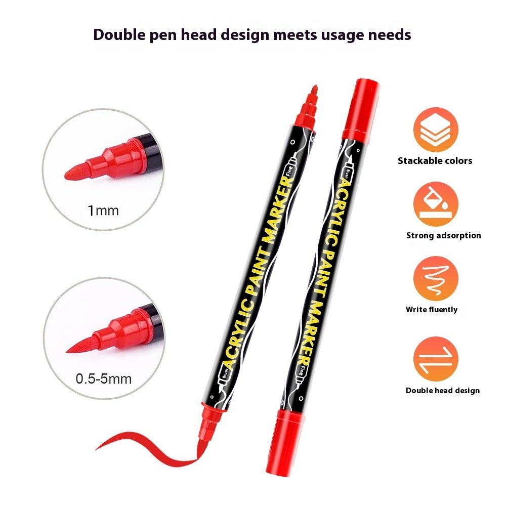 Double-Headed Acrylic Marker Pen - Stackable Water-Based Paint Brush