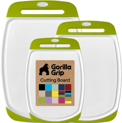 BPA Free Cutting Board Set of 3 – Non Slip Plastic Kitchen Boards with Juice Grooves