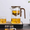 One-Click Magnetic Glass Teapot - Tea Filtration with Wooden Handle and Inner Container