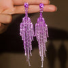 Unique Design Earrings with Full Rhinestone Tassel