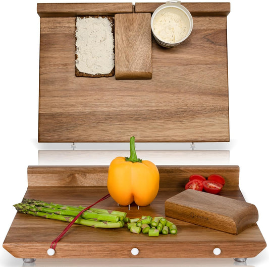 Adaptive One-Handed Wooden Cutting Board with Spikes & Raised Edge