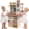 65-Piece Kids Play Kitchen Set with Real Sounds, Lights, Steam Stove, Sink & Pretend Food - 37” Tall Toddler Kitchen Toy Gift