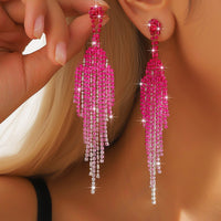 Unique Design Earrings with Full Rhinestone Tassel