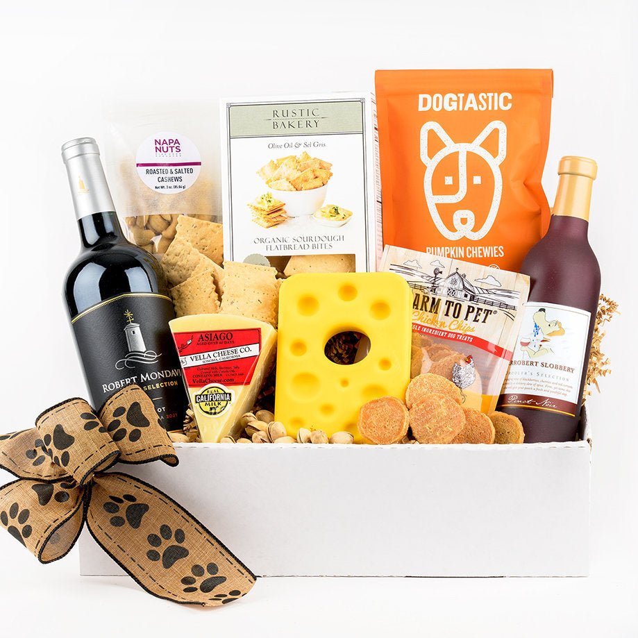 Tails & Tastings: Wine & Cheese Gift Basket for Owners & Dogs