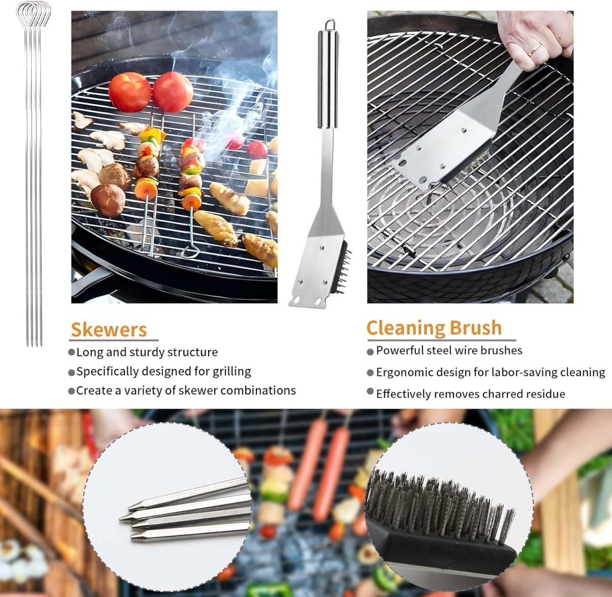 11-Piece Professional Stainless Steel BBQ Grill Accessories Set - Portable Grill Tools Kit with Storage Bag