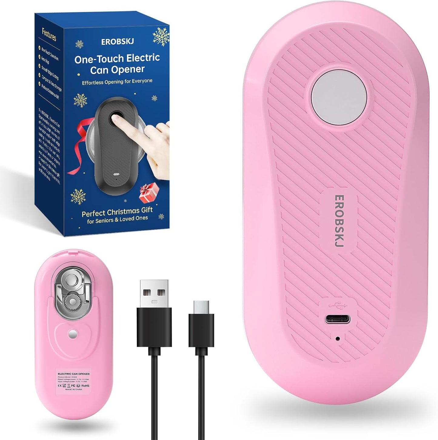Rechargeable Electric Can Opener for Seniors & Arthritis | One-Touch Hands-Free Smooth Edge Can Opener, USB-C, Compact Kitchen Gadget