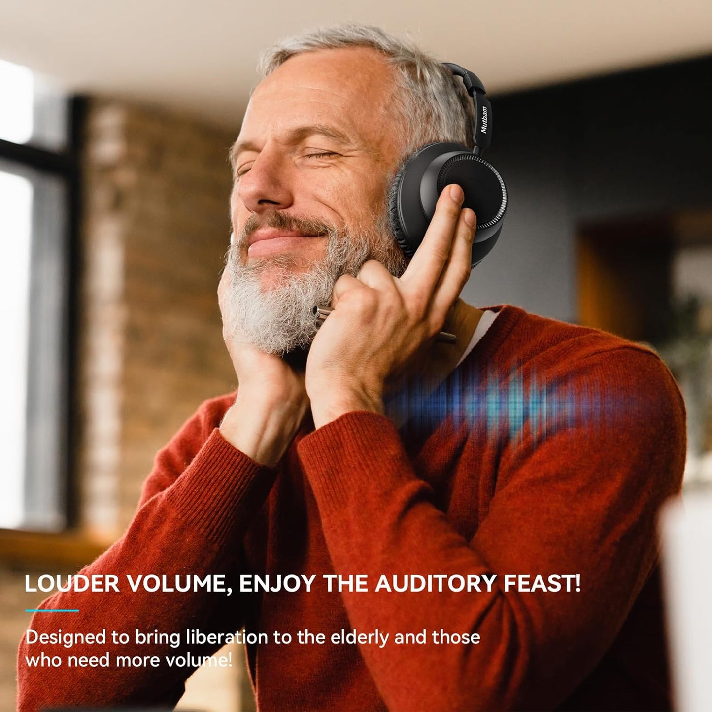 Wireless TV Headphones for Seniors with Charging Dock, 65H Playtime