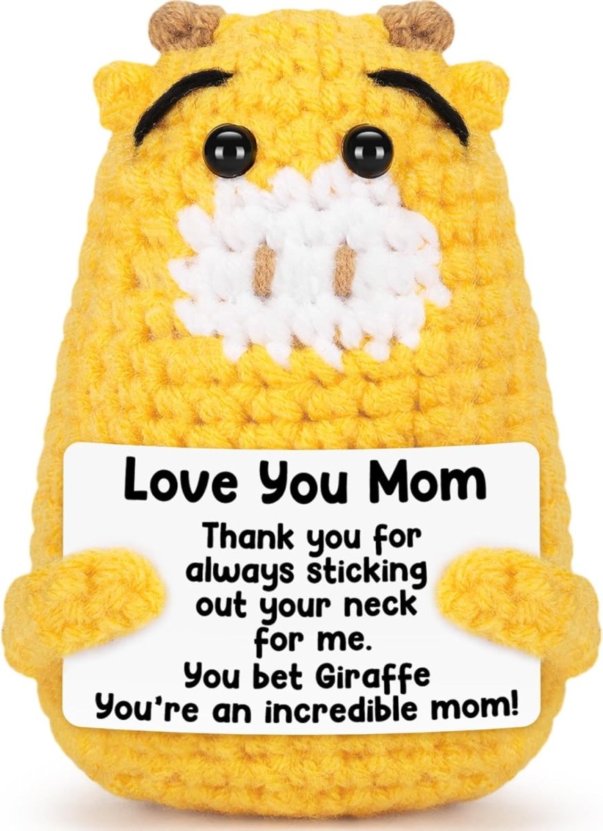 Birthday Gifts for Mom from Daughter or Son – Handmade Crochet Giraffe “Love You Mum”