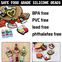 12 PCS Teacher-Themed Silicone Focal Beads for Crafting and Jewelry Making