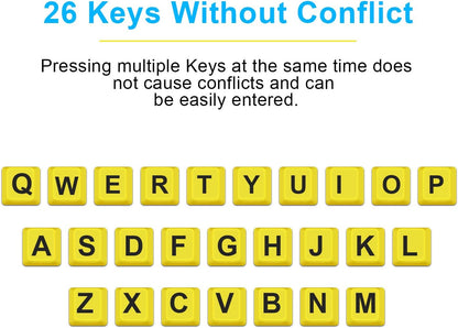 Large Print Keyboard for Seniors with High Contrast Yellow Keys, Wired USB, Low Vision