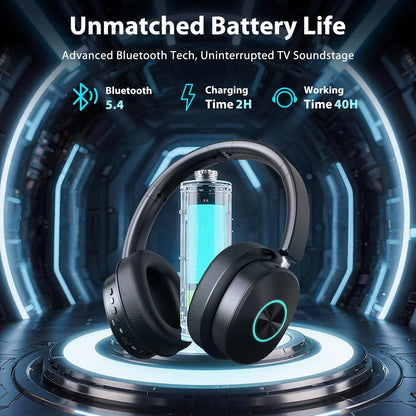 Wireless TV Headphones for Seniors with Charging Base & Bluetooth 5.4