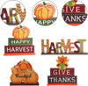  4-Pack Thanksgiving Themed Wood Pumpkin Table Centerpiece Signs – Harvest Autumn Glitter Decor for Home & Office