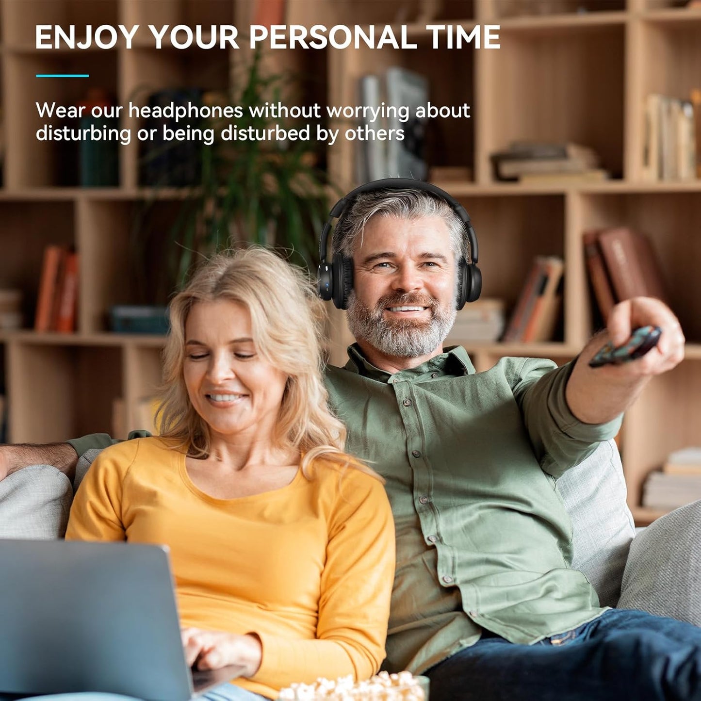 Wireless TV Headphones for Seniors with Charging Dock, 65H Playtime