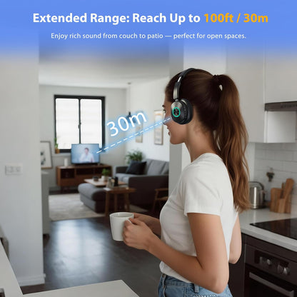 Wireless TV Headphones for Seniors with Charging Base & Bluetooth 5.4