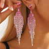 Unique Design Earrings with Full Rhinestone Tassel