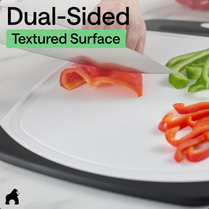 BPA Free Cutting Board Set of 3 – Non Slip Plastic Kitchen Boards with Juice Grooves