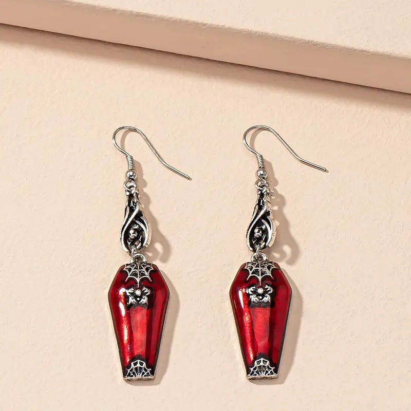 Trendy Halloween Earrings: Bat and Spider Design