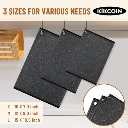 3-Piece Large Plastic Cutting Board Set with Non-Slip Feet and Juice Grooves