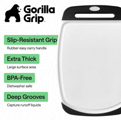 BPA Free Cutting Board Set of 3 – Non Slip Plastic Kitchen Boards with Juice Grooves