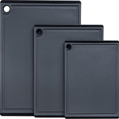 3-Piece Large Plastic Cutting Board Set with Non-Slip Feet and Juice Grooves