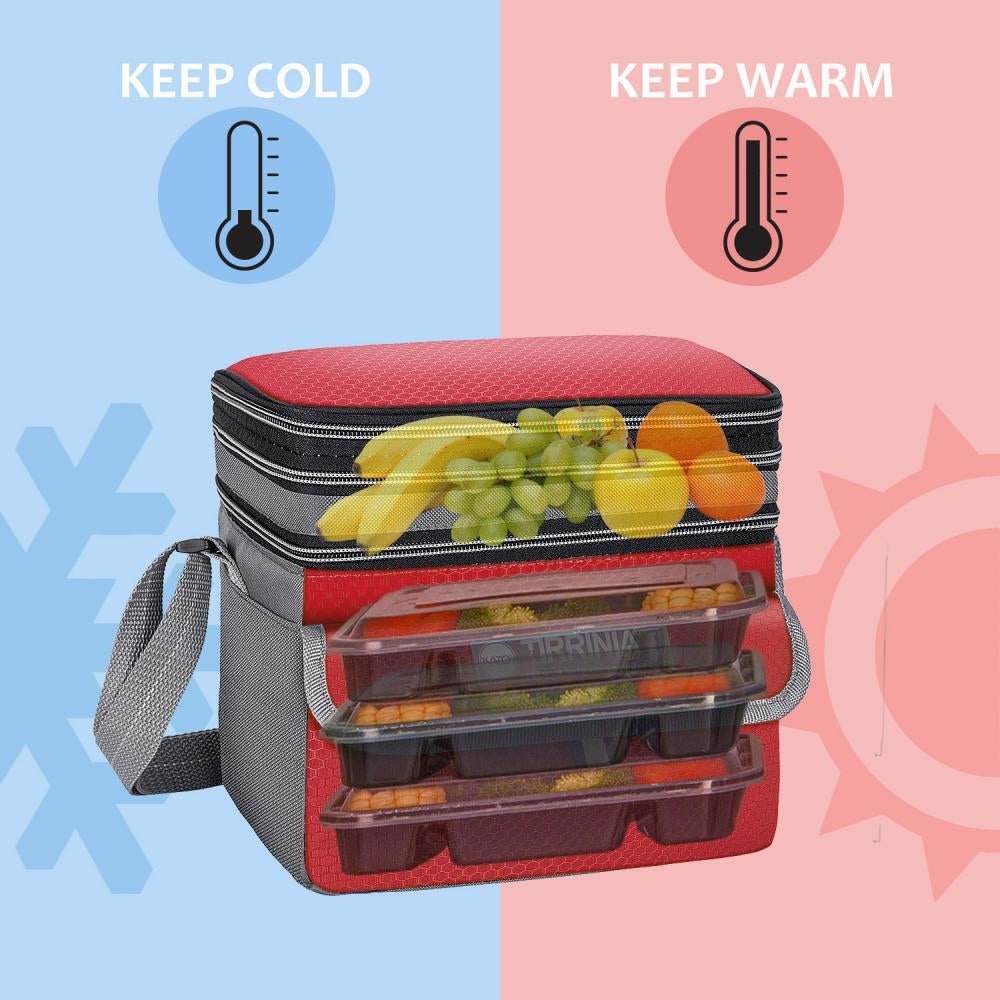 Insulated Lunch Bag with Double Compartments – Leakproof Lunch Box for Adults & Kids