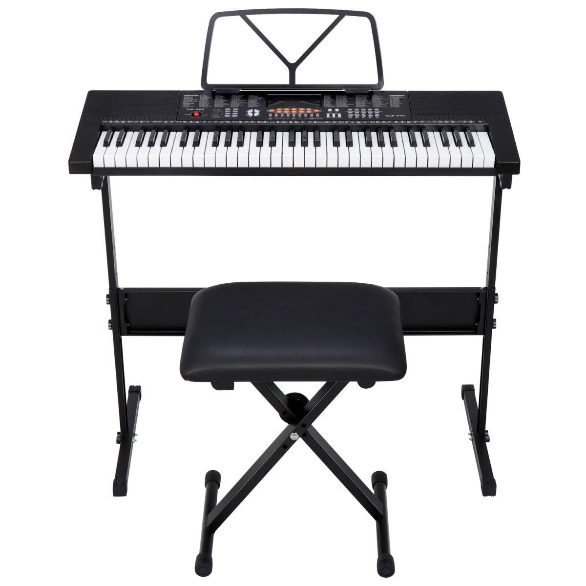61-Key Electronic Keyboard Piano Bundle with Stool, Headphones, Microphone, and Stand