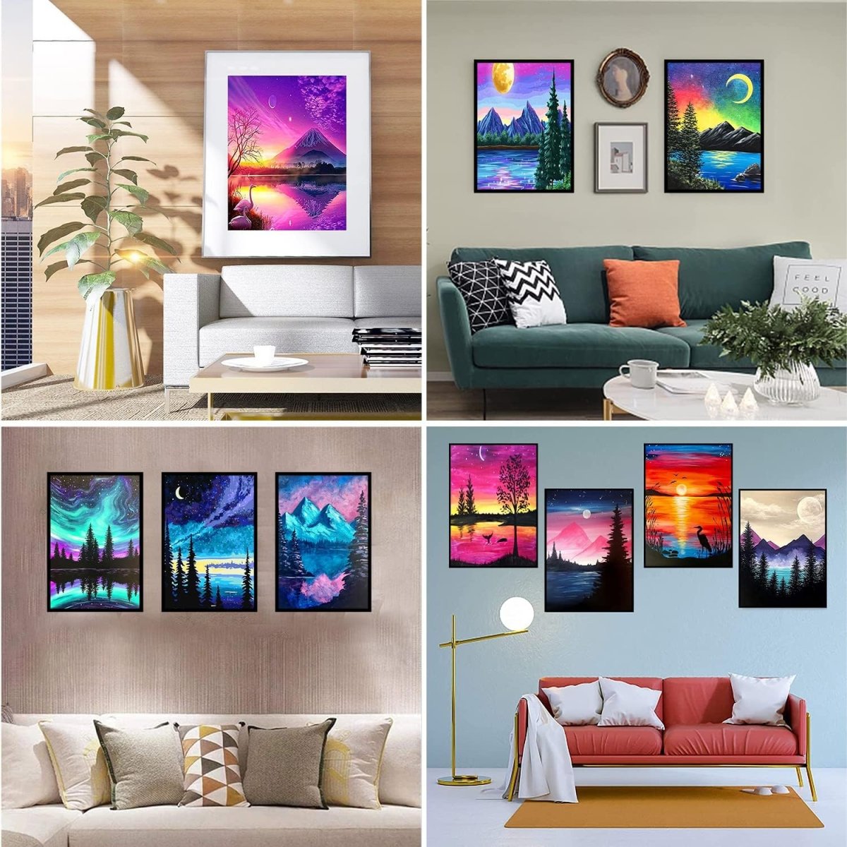 12 Pack Diamond Painting Kits for Adults 5D Diamond Art Kit Paint by Number for Beginners, DIY Paint with round Full Drill Diamonds Paintings Gem Art for Home Wall Decor Gift (12X16 Inch